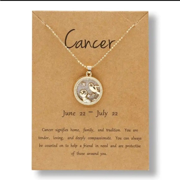 Jewelry Nwt Cancer Constellation Gold Chain Zodiac Sign Round Pendant
